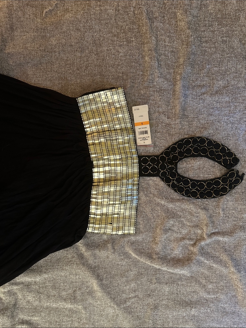 long Black dress with Gold Sequin top